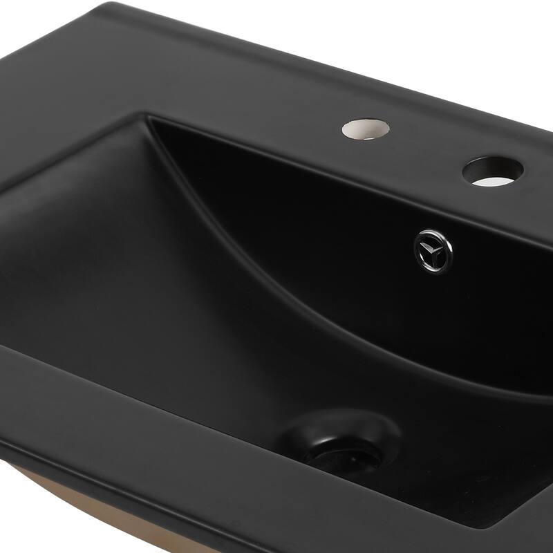 Aubert 3-Hole Classic Contemporary Rectangular Ceramic Single Sink Basin Vanity Top, by JONATHAN Y