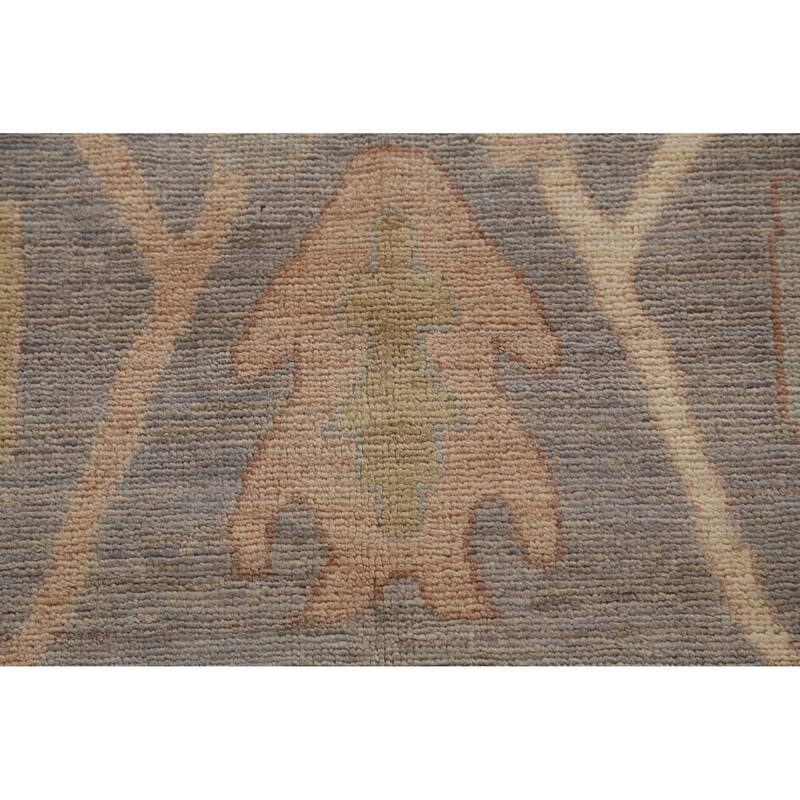 Hand Knotted Oriental 100% Wool Carpet Transitional All-Over Greys & Charcoal Oushak Area Rug - 11' 10'' X 9' 1''