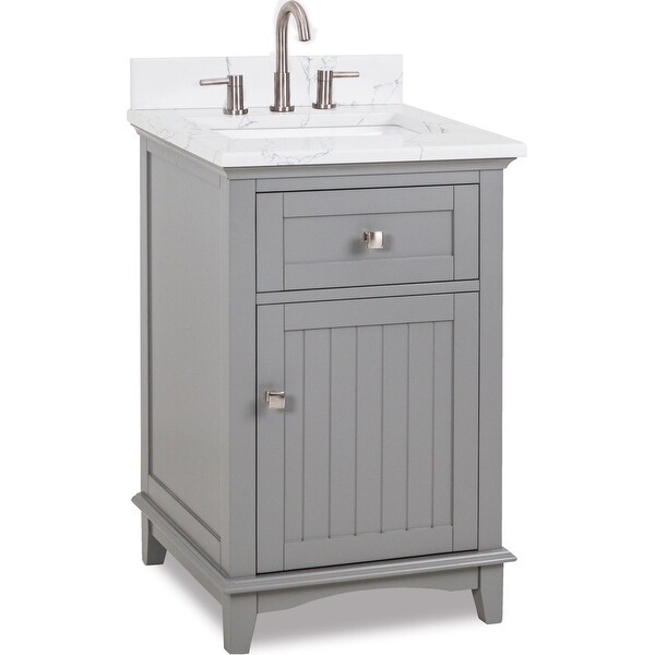 Jeffrey Alexander VN-SAV-24-EC Savino 24" Free Standing Single Basin Vanity Set with Wood Cabinet and Engineered Marble Vanity