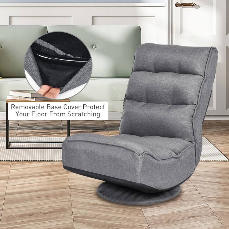 360-Degree Swivel Floor Chair with Foldable Design and Adjustable Backrest