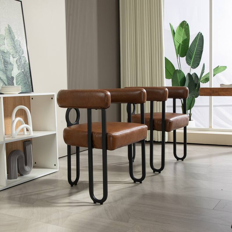 Contemporary Designed PU Fabric Accent/Dining Chair/Barrel Side Chairs Kitchen Armchair for Living Room set of 2