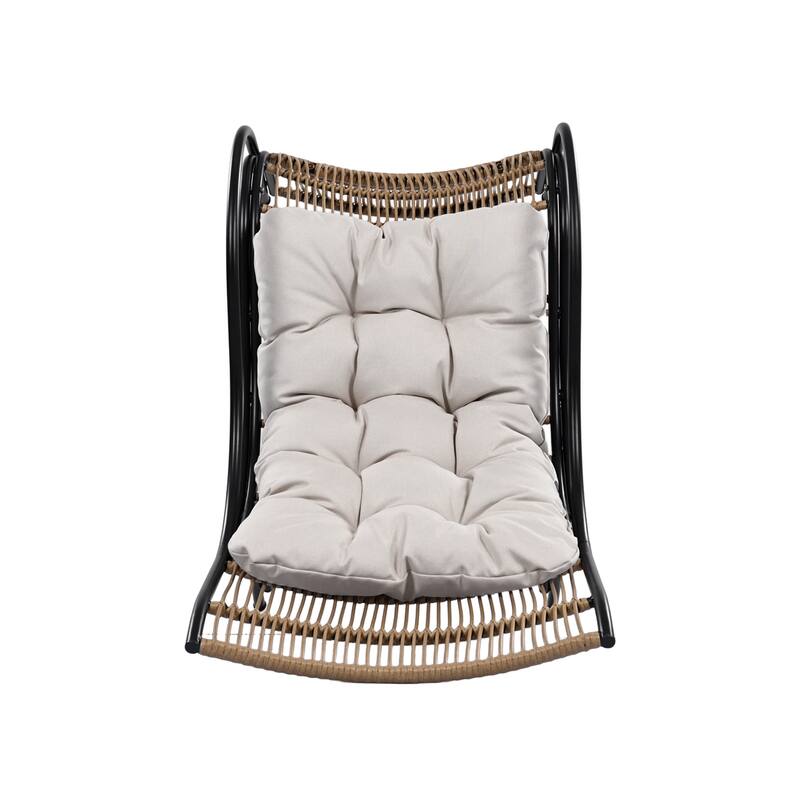 Roomfitters 3-Piece Wicker Patio Furniture Set with Lounge Chair, Ottoman, and Cushions for Garden or Deck