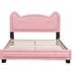 preview thumbnail 14 of 12, Full Size Cute Pine Wood Upholstered Platform Bed