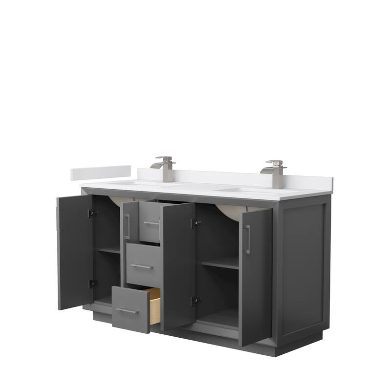 Strada 60-Inch Double Vanity Set, Cultured Marble Top