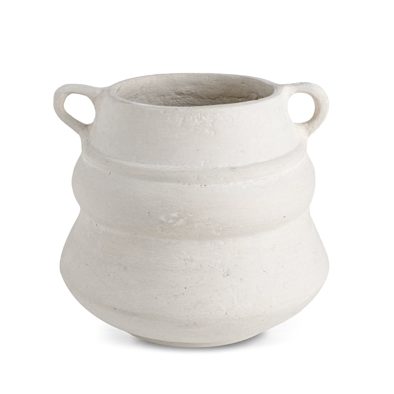 Paper Mache Vase Natural White Dia 8.46" - NATURAL WHITE - NATURAL WHITE