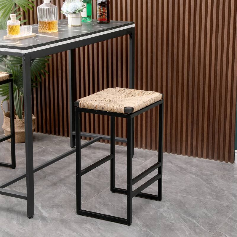 Set of 2 Modern Woven Counter Height Backless Bar Stools