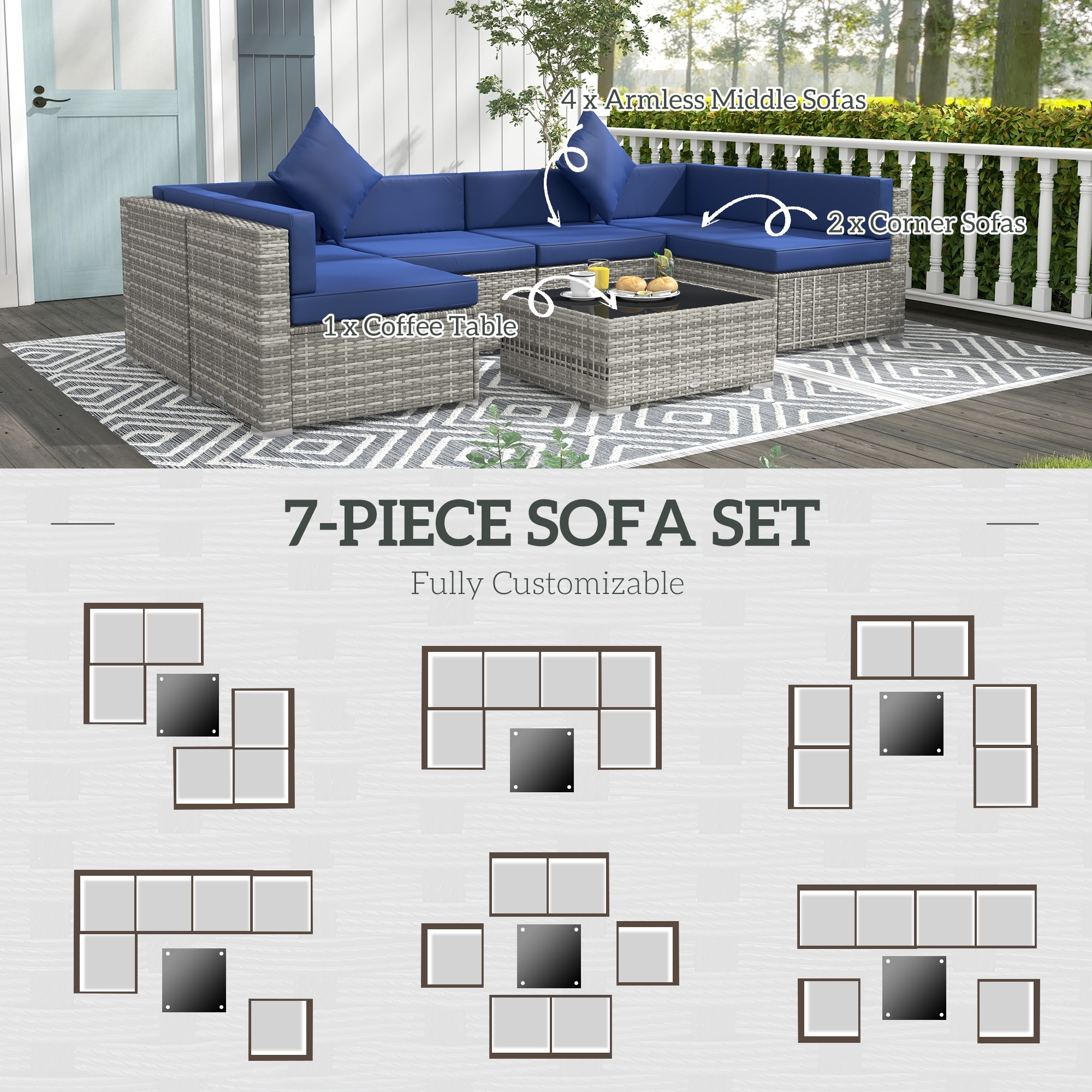 Siara 7 piece modern rattan sale