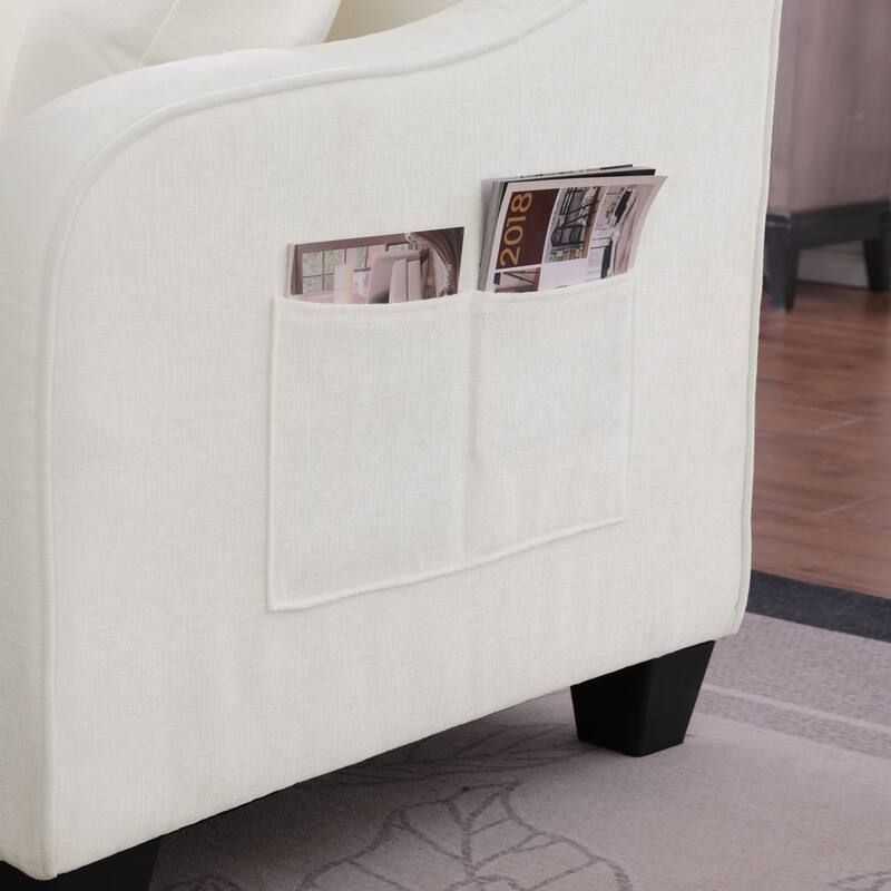 Roomfitters Two-Seater Sofa Chaise with Storage Ottoman, Irregular Armrests and Backrest, Upholstered Sofa with Pillows