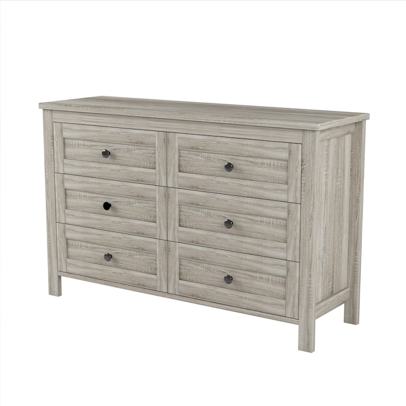 Retro Farmhouse Style Wooden Dresser with 6 Drawer, Storage Cabinet
