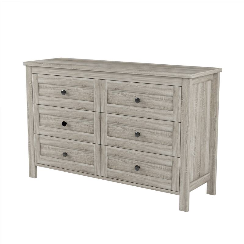 Retro Farmhouse Style Wooden Dresser with 6 Drawers, Storage Cabinet for Bedroom