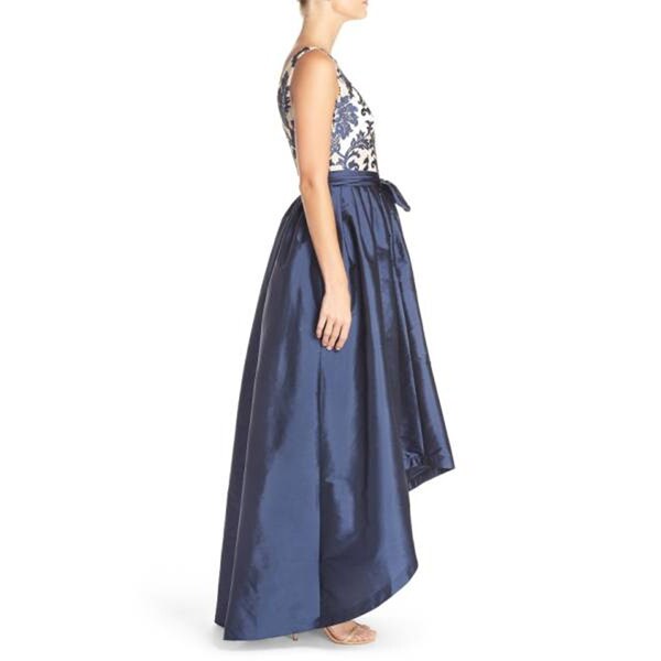 lace surplice bodice taffeta ball gown