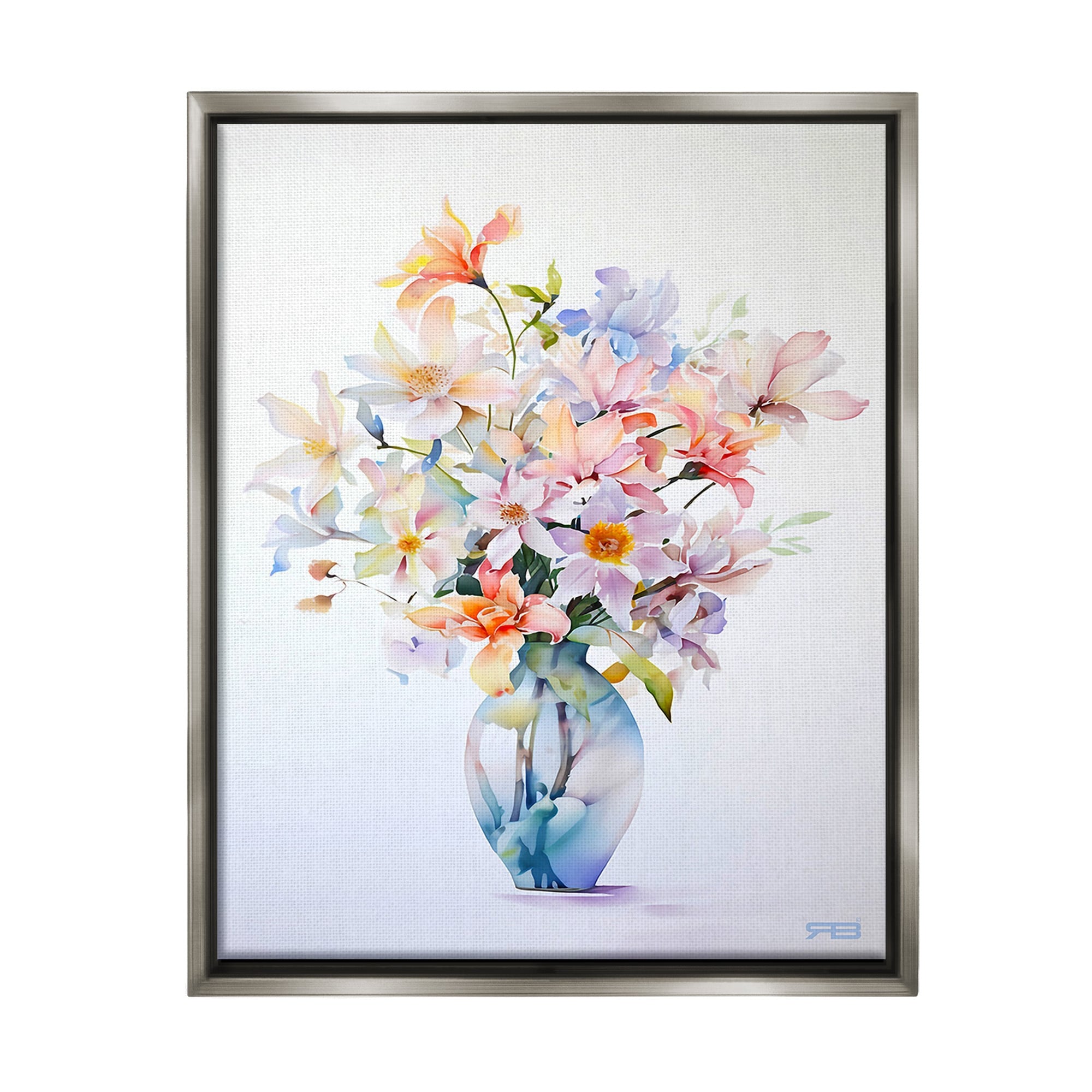 Stupell Minimal Mixed Bouquet Framed Floater Canvas Wall Art Design By RB