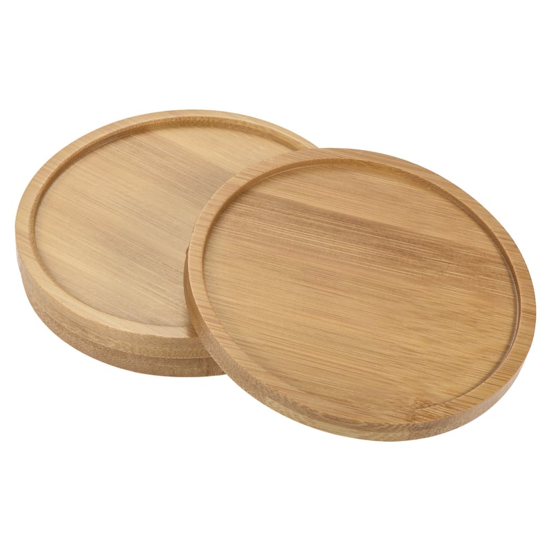 Plant Pot Saucers OD Bamboo Round Flower Drip Trays for Indoors