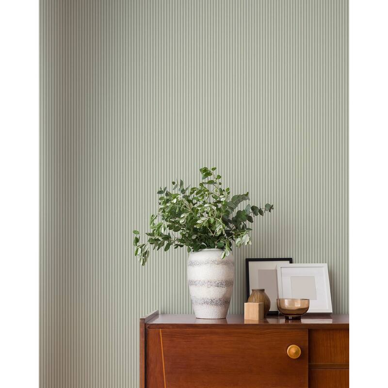 Ticking Light Green Stripe Wallpaper