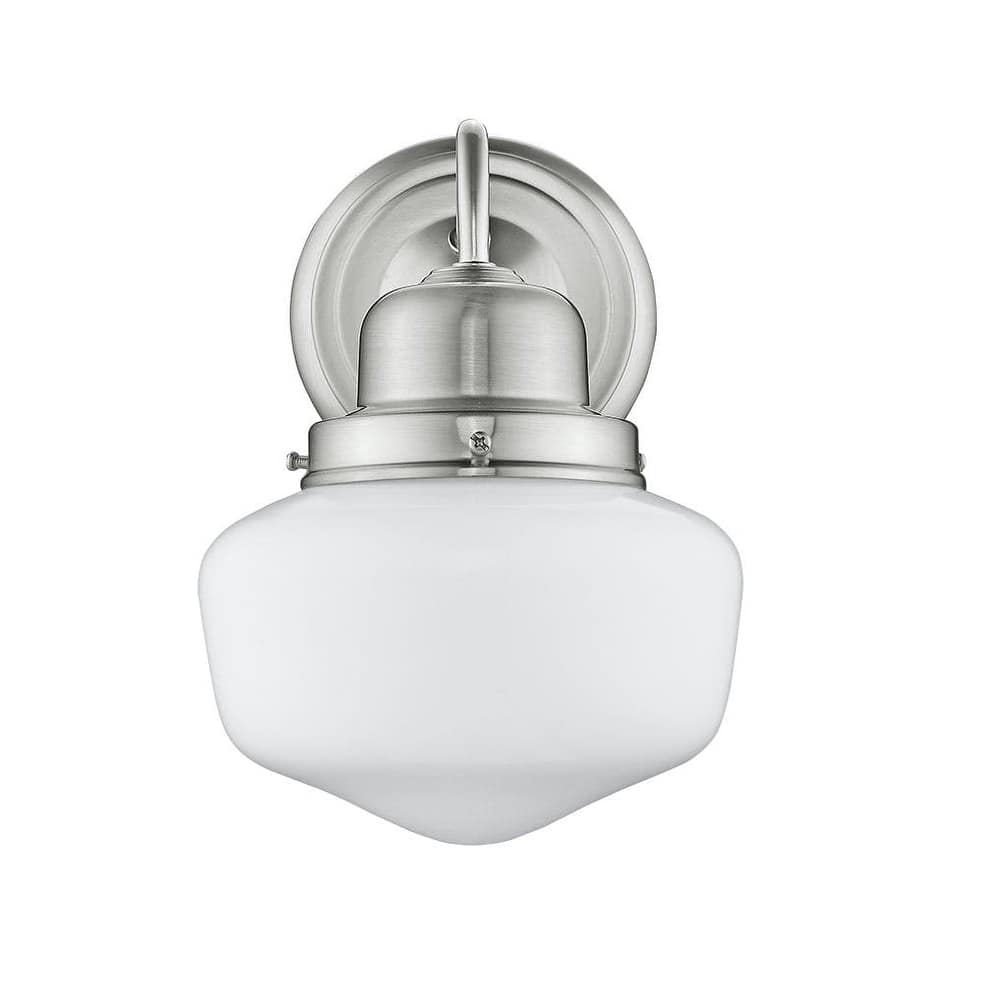 Updated Farmhouse 1 Light Wall Sconce with White School House Glass