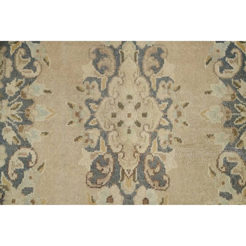 Hand Knotted Oriental 100% Wool Carpet Traditional Floral Beige & Ivories Kerman Runner Rug - 5' 4'' X 2' 3''