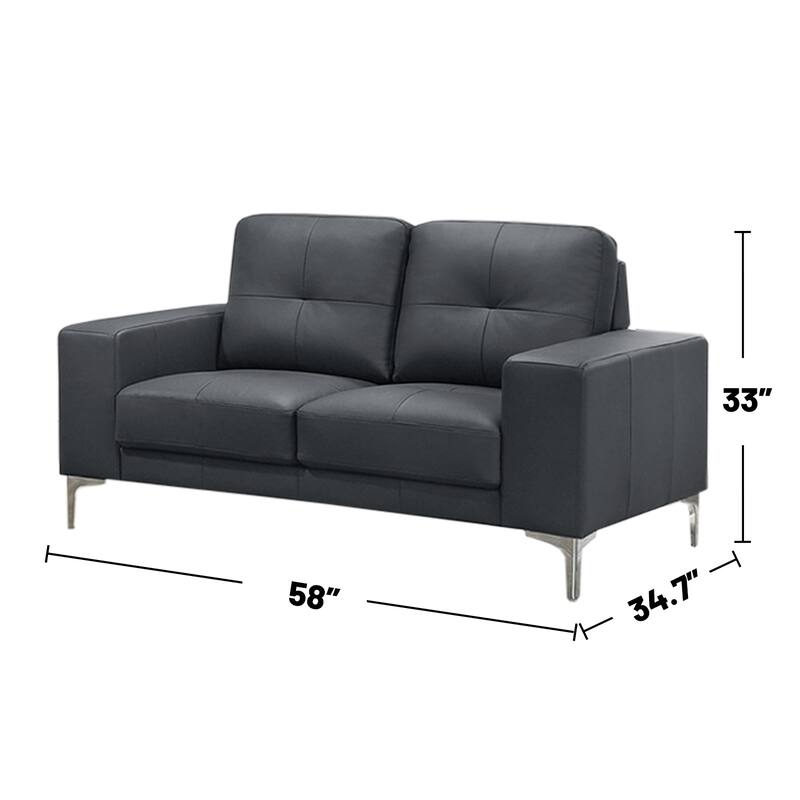 2 Piece Faux Leather Sofa Set with Tufted Seat and Back