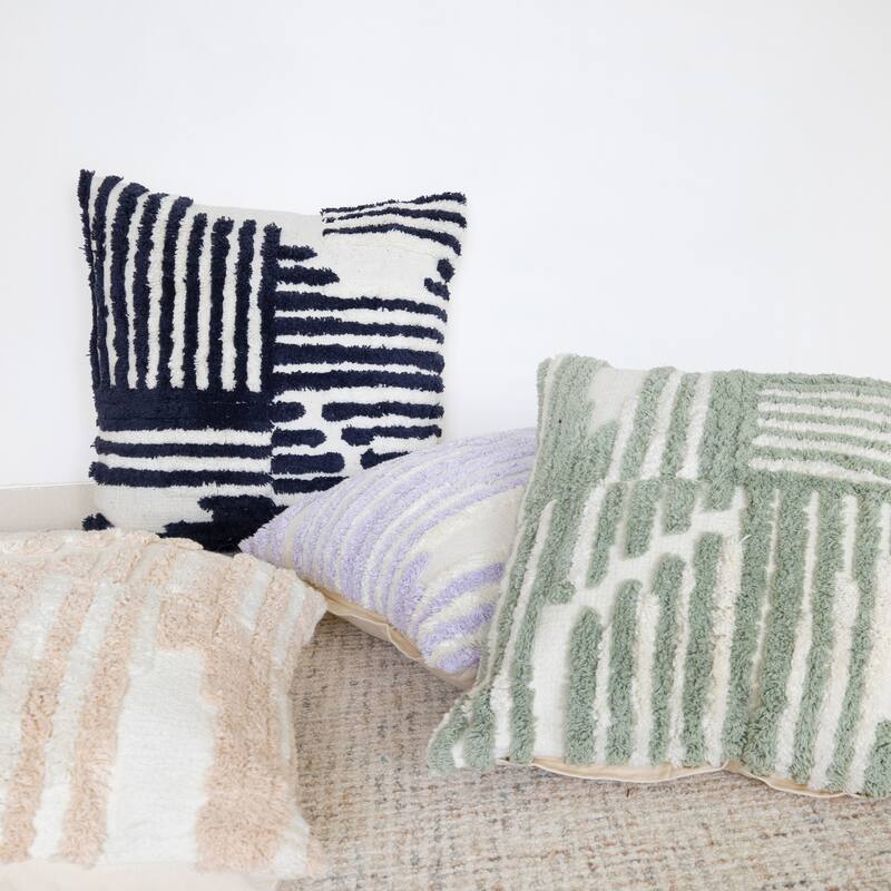 Sevita Stacy Garcia Abstract Geometric Shag Decorative Throw Pillow