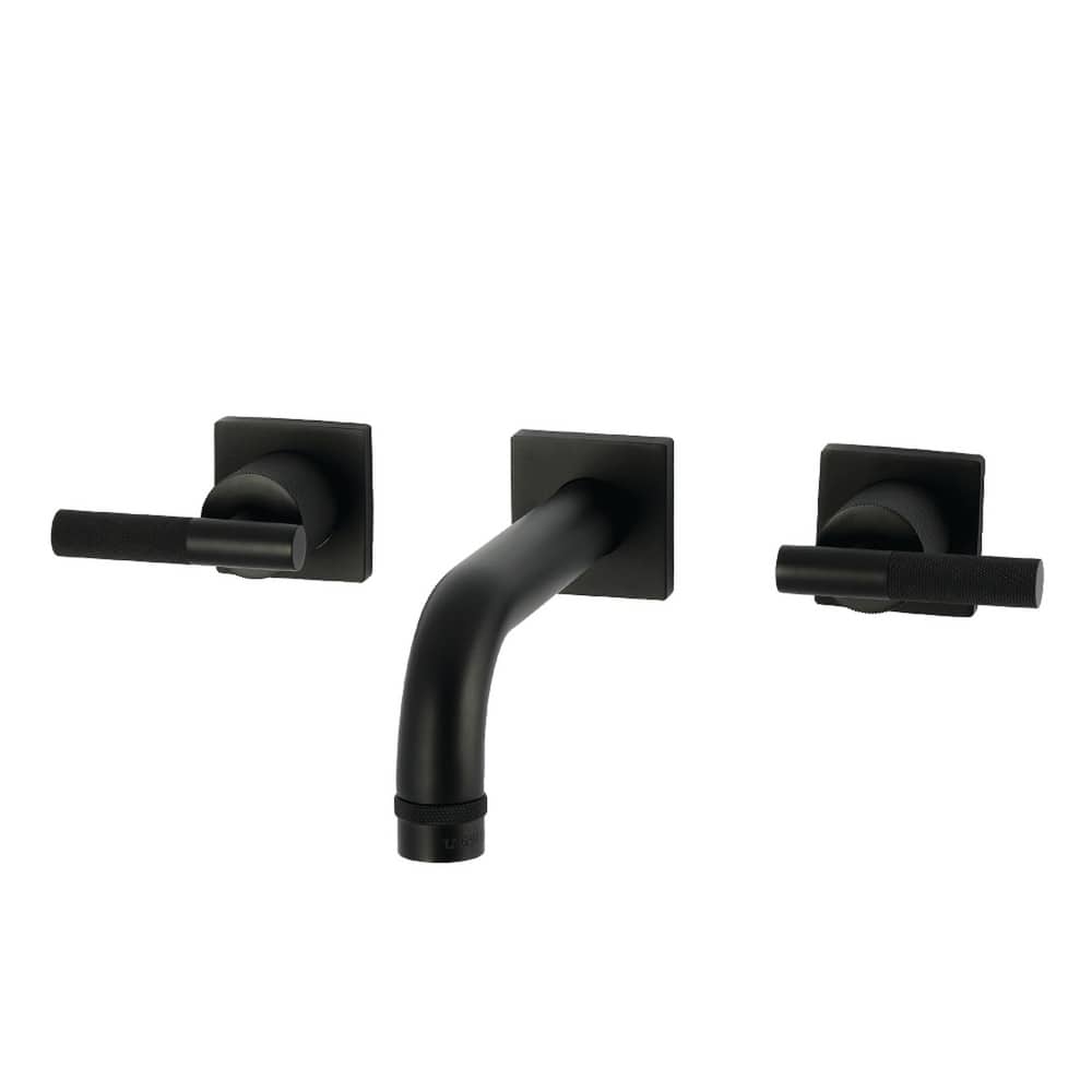 Kingston Brass Convergent Double-Handle Wall Mount Bathroom Faucet with Knurled Handle