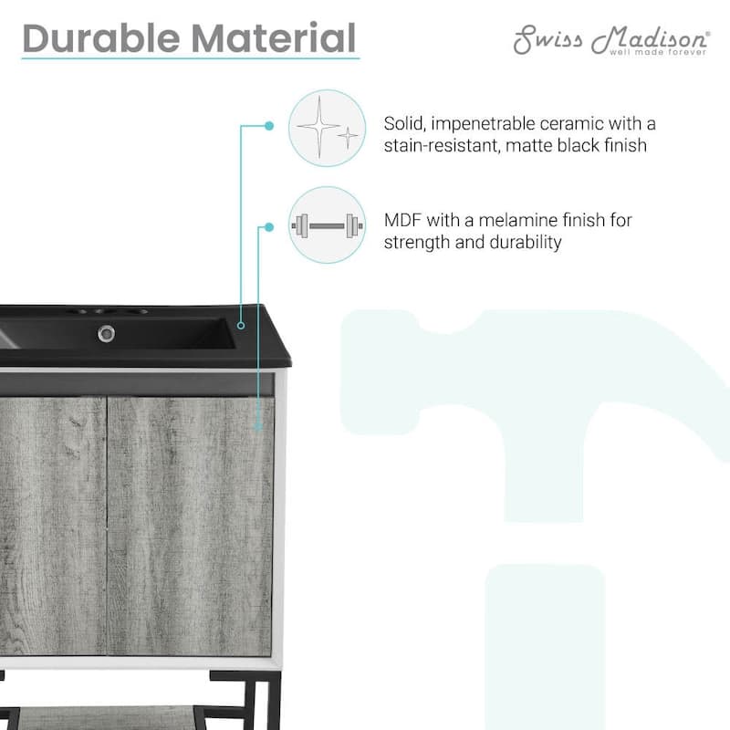 Swiss Madison SM-BV142-3MB Marseille 24" Free Standing Single Basin