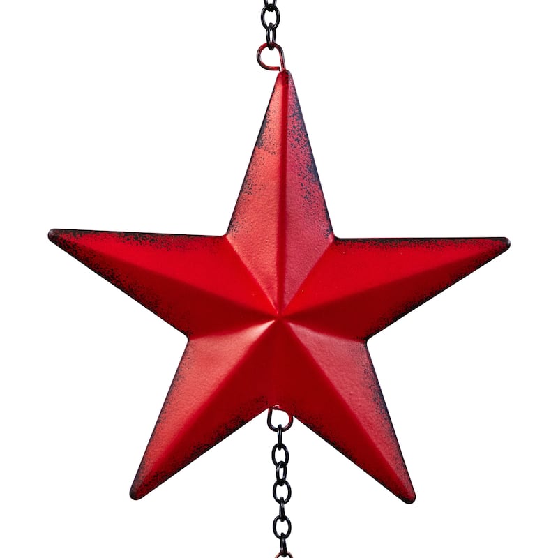 Metal Stars and Bell Hanging Patriotic Wind Chime Decoration - 26" - Multi