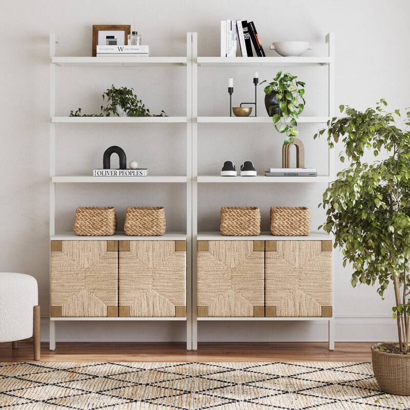 Nathan James Theo Open Shelf Industrial Bookcase with Drawers or Cabinets