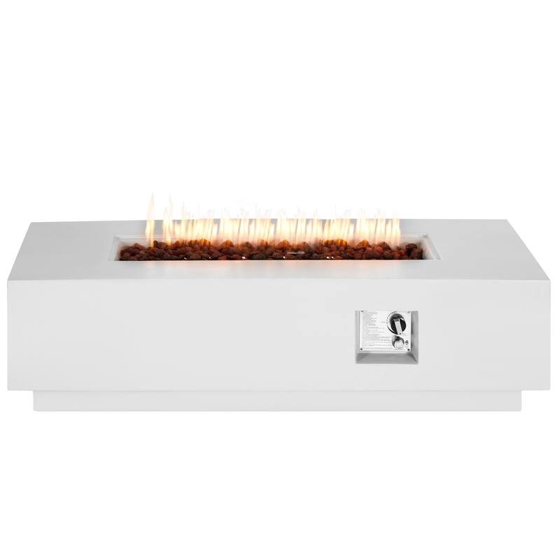 50,000 BTU 30" Outdoor White Round Propane Fire Pit Table and Set