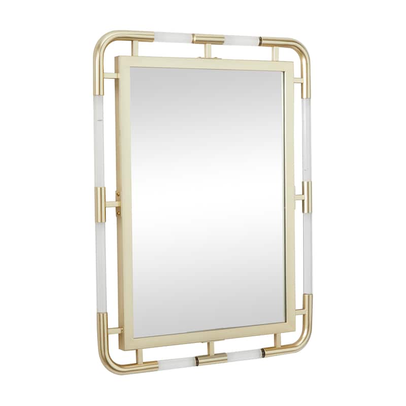 Metal Wall Mirror with Acrylic Details - Gold - CosmoLiving by Cosmopolitan - 1"W x 24"L x 32"H
