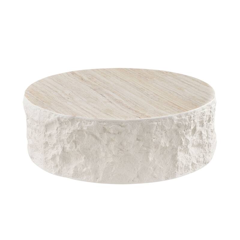GDF Studio - Marwick Modern Round Fiberglass Coffee Table - Beige