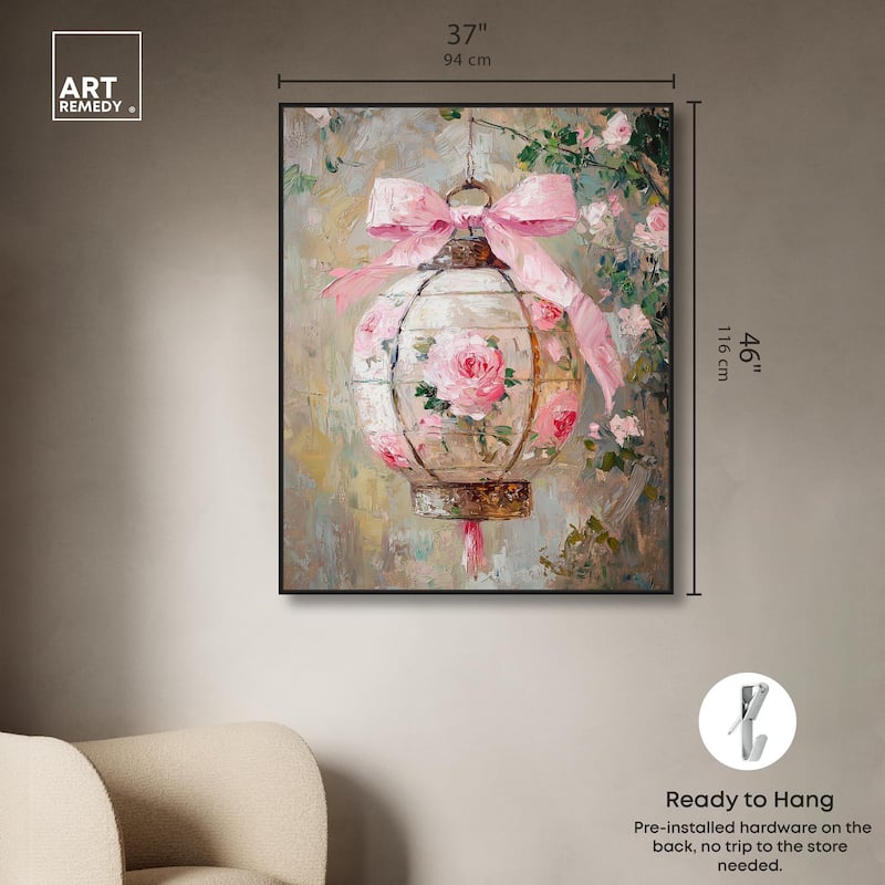 Rose Garden Lantern Canvas by Art Remedy