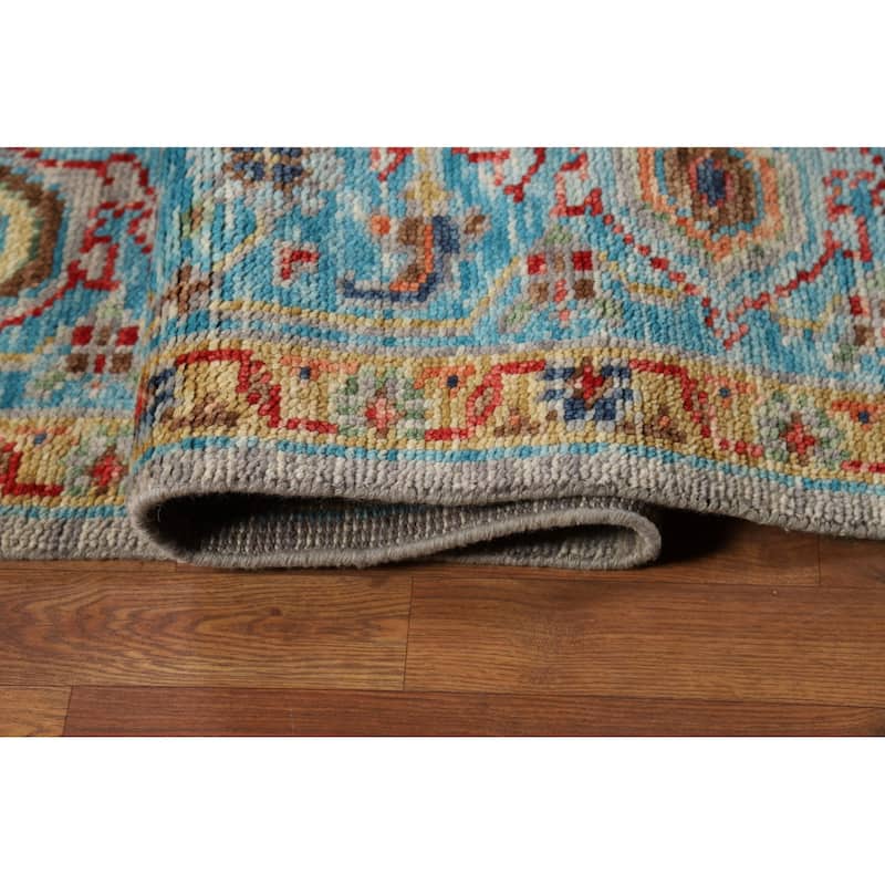 Hand Knotted Oriental 100% Wool Carpet Transitional All-Over Greys & Charcoal Oushak Area Rug - 12' 0'' X 9' 2''