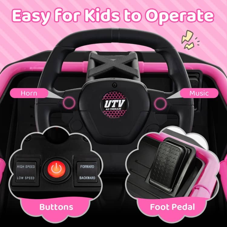 12V Ride on Car Electric UTV with Remote and Music for Big Kids
