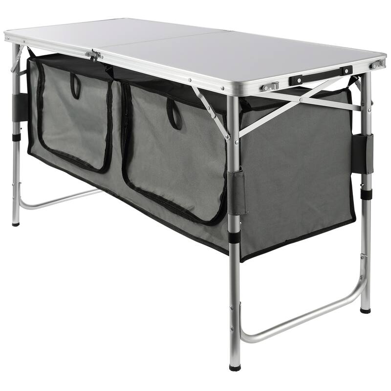 Camping Kitchen Table for Outdoor Picnics, BBQs, Camping, RV Traveling - 2.8 inches - Silver
