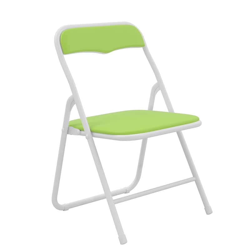 VECELO 5 Pcs Kids Folding Activity Table and Chairs Set, Portable, with Ultra Soft PU Padded Cushion, Matte Black