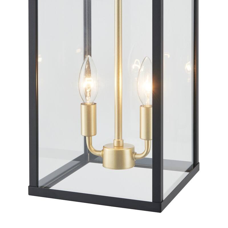 KAWOTI 2-Light Black & Gold Outdoor Pendant Light - W8.25" x H19.25"(MaxH60.75")