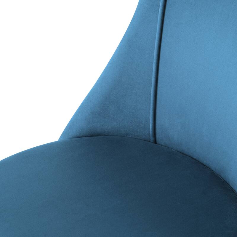 Modern blue velvet dining chair, fabric upholstery chair, black metal chair feet for home living room, bedroom, kitchen,