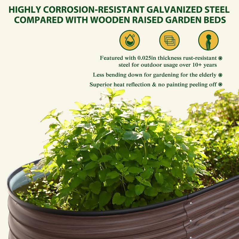 VEIKOUS 8 ft. x 2 ft. x 1 ft. Metal Galvanized Raised Garden Bed 9-in-1 Planter Box for Outdoor Gardening