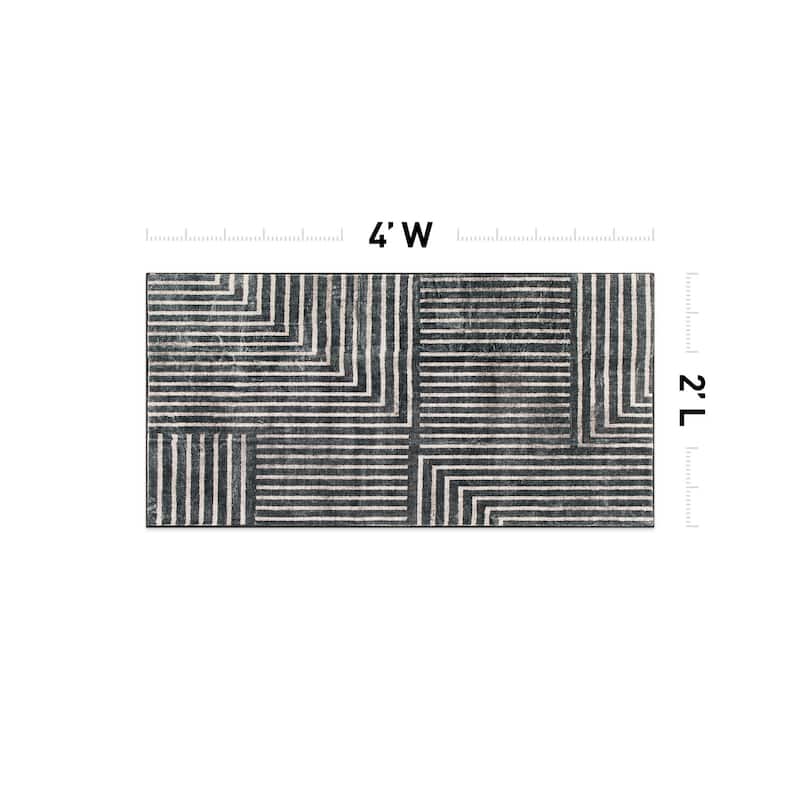 World Rug Gallery Distressed Bohemian Stripes Washable Non Slip Area Rug