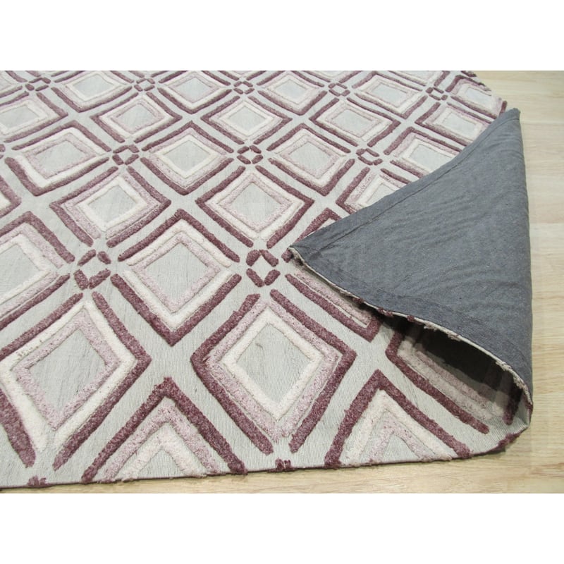 Purple Contemporary Geometric Raga Area Rug - 5' x 8'