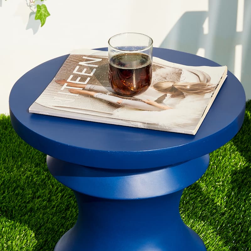 Glitzhome 18"H MGO Black Chess Garden Stool Outdoor Table