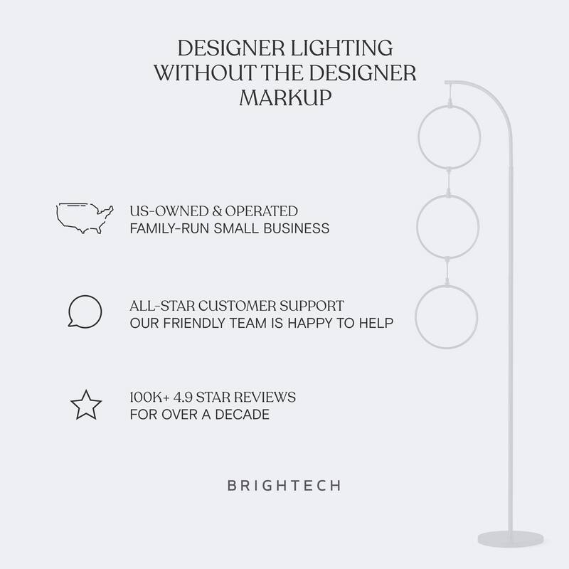 Brightech Nova 74 in. Industrial 3 Ring Light LED Super Bright Floor Lamp with 3-Way Dimmer