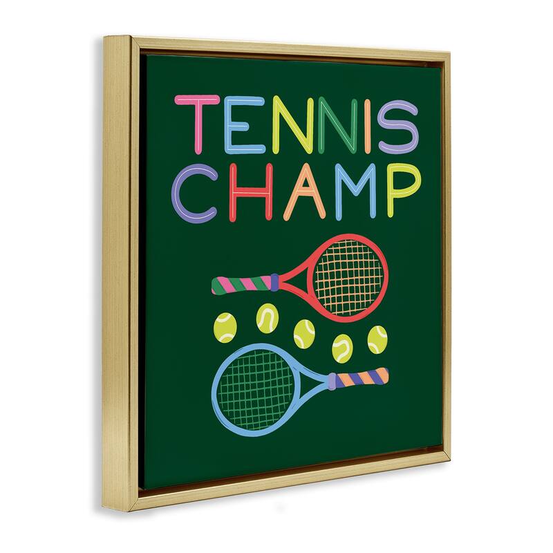 Stupell Tennis Champ Racket & Balls Framed Floater Canvas Wall Art Design By Sazerelli Designs