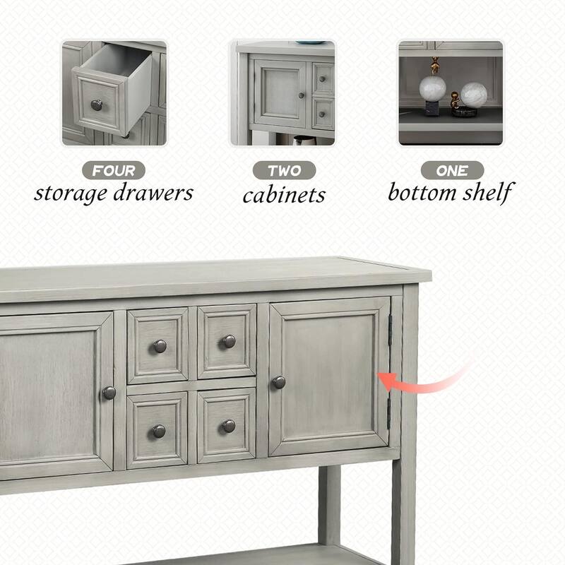 Console Tables for Entryway,Narrow Console Table with Storage,46" Extra Long Foyer Table, Sofa Tables with Draws and 2 Cabinets