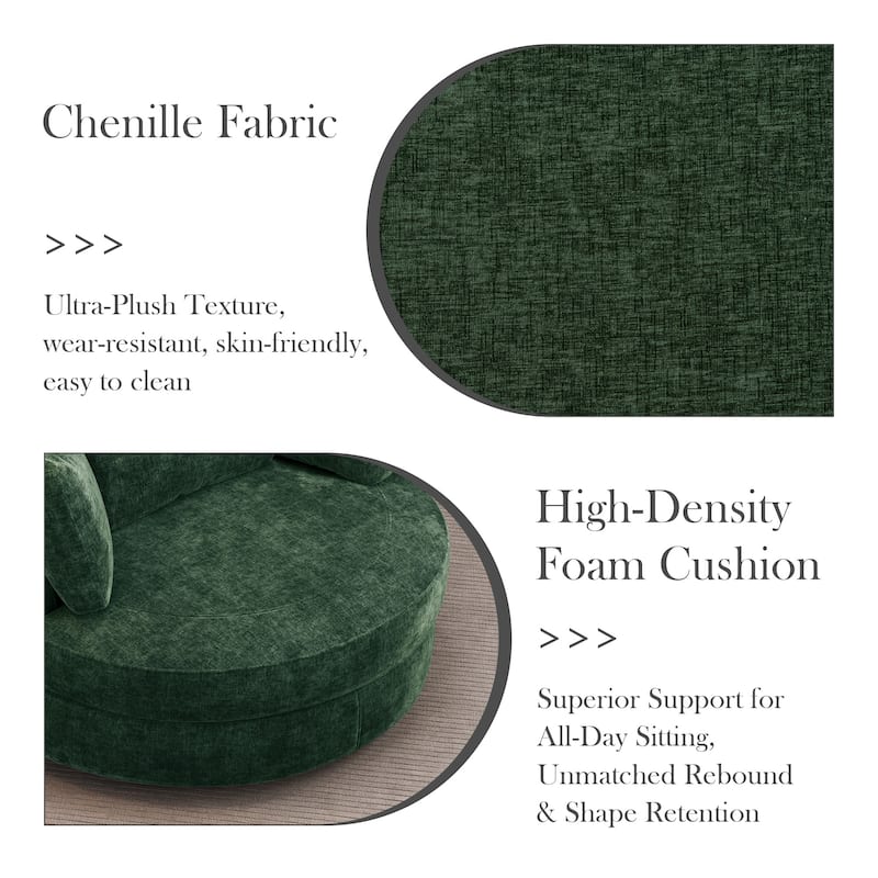 50.2"W Accent Barrel Chair,360° Swivel Club Chair with Metal Base