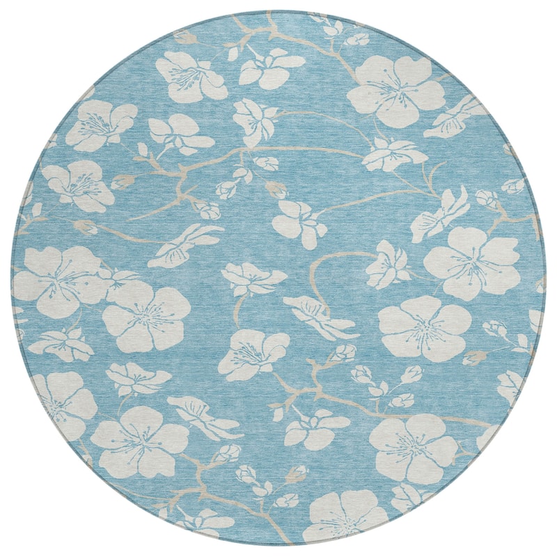 Machine Washable Indoor/ Outdoor Calm Floral Chantille Rug