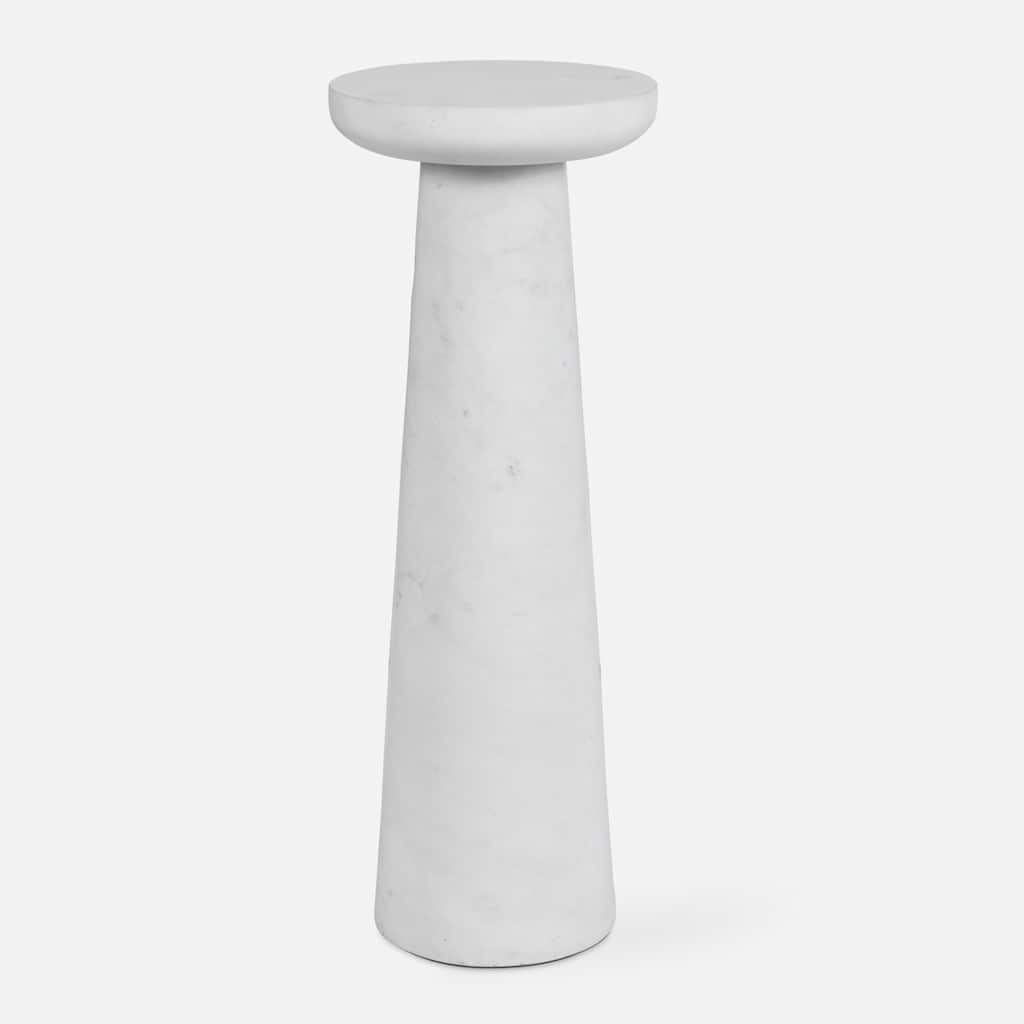 Solid Marble End Drink Table - 22" - White