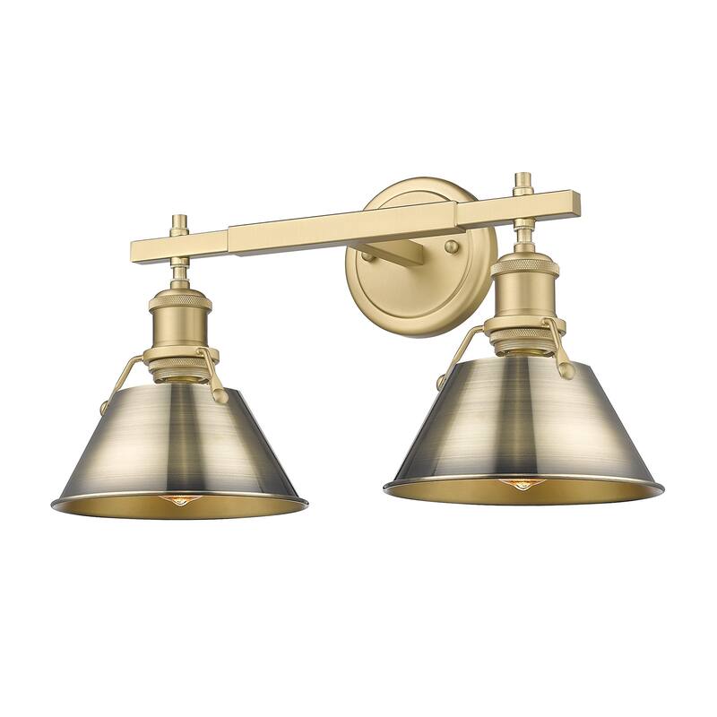Orwell 2-Light Vanity Light in Brushed Champagne Bronze with Aged Brass - Gold