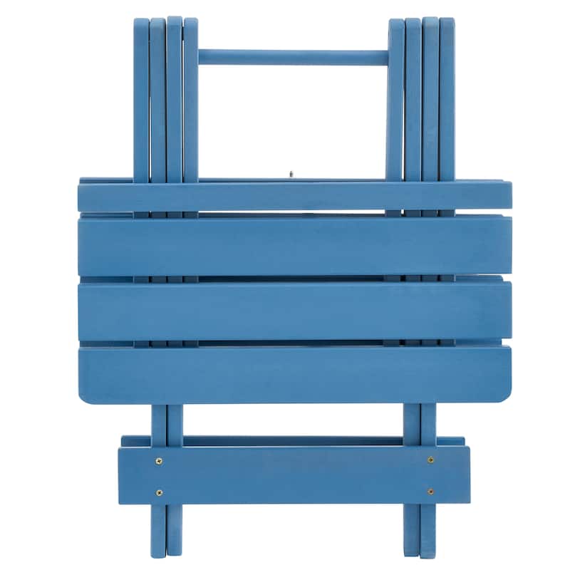 Acacia Wood Folding Patio Outdoor Side Table with X-Shaped Frame - 19.75" L x 19.75" W x 19.75" H