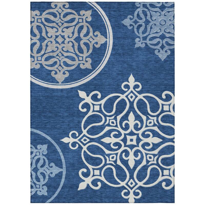 Machine Washable Indoor/ Outdoor Chantille Bold Medallion Rug