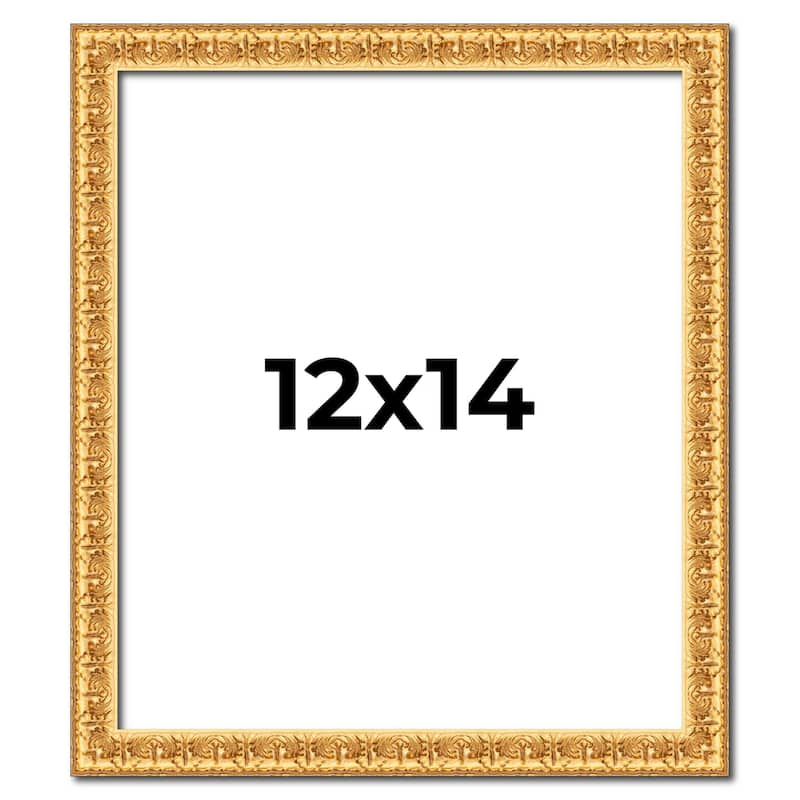 12x14 Frame Gold Real Wood Picture Frame Width 1 inches | Interior